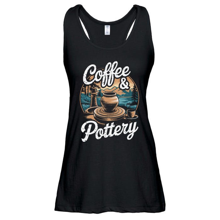 Coffee And Pottery Lover Ceramic Artist Ladies Essential Flowy Tank