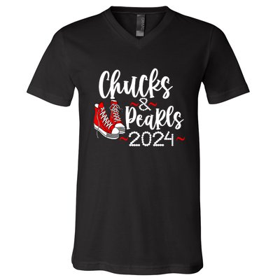 Kamala Harris Chucks Graphic V-Neck T-Shirt