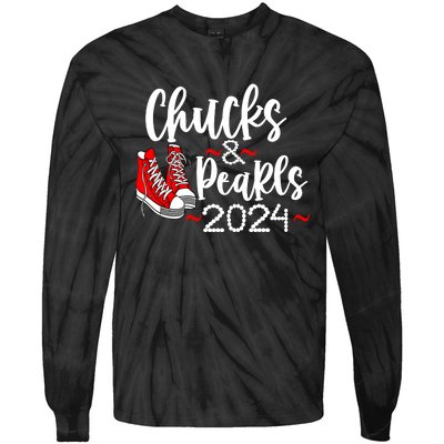 Kamala Harris Chucks Graphic Tie-Dye Long Sleeve Shirt