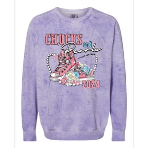 Chucks And Pearls 2024 Im With Her Kamala 2024 Colorblast Crewneck Sweatshirt