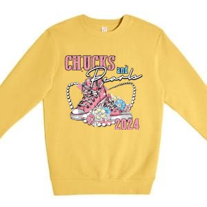 Chucks And Pearls 2024 Im With Her Kamala 2024 Premium Crewneck Sweatshirt