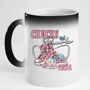 Chucks And Pearls 2024 Im With Her Kamala 2024 11oz Black Color Changing Mug