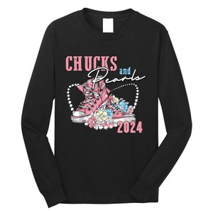 Chucks And Pearls 2024 Im With Her Kamala 2024 Long Sleeve Shirt