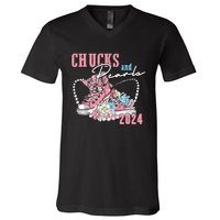 Chucks And Pearls 2024 Im With Her Kamala 2024 V-Neck T-Shirt