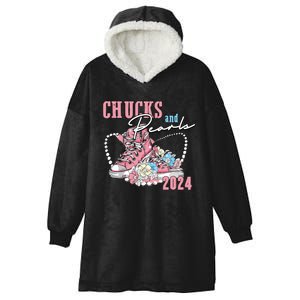 Chucks And Pearls 2024 Im With Her Kamala 2024 Hooded Wearable Blanket