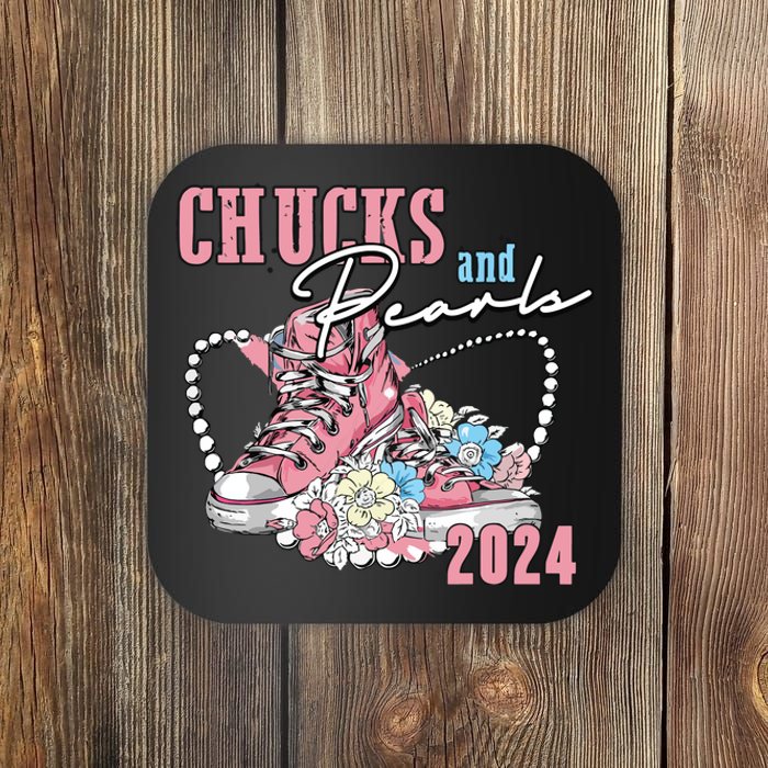 Chucks And Pearls 2024 Im With Her Kamala 2024 Coaster