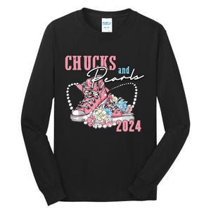 Chucks And Pearls 2024 Im With Her Kamala 2024 Tall Long Sleeve T-Shirt