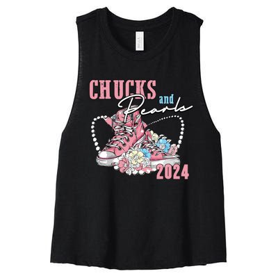 Chucks And Pearls 2024 Im With Her Kamala 2024 Women's Racerback Cropped Tank