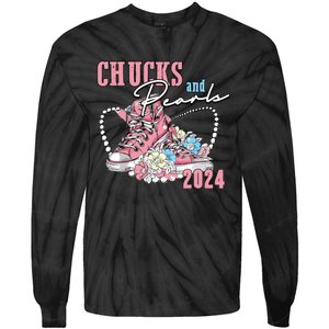 Chucks And Pearls 2024 Im With Her Kamala 2024 Tie-Dye Long Sleeve Shirt