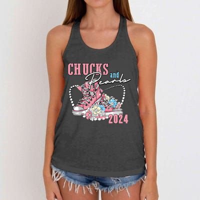 Chucks And Pearls 2024 Im With Her Kamala 2024 Women's Knotted Racerback Tank