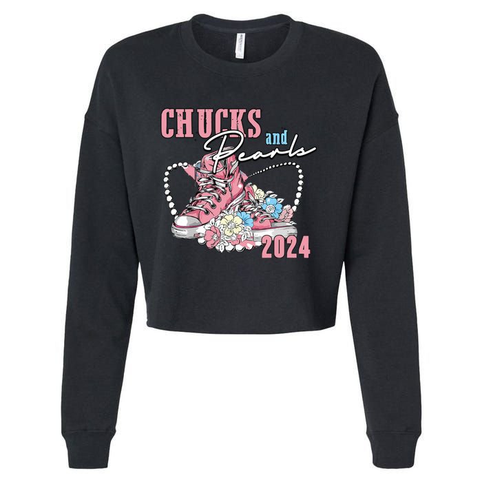 Chucks And Pearls 2024 Im With Her Kamala 2024 Cropped Pullover Crew