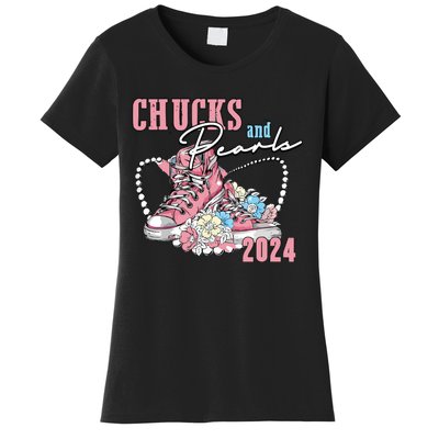 Chucks And Pearls 2024 Im With Her Kamala 2024 Women's T-Shirt