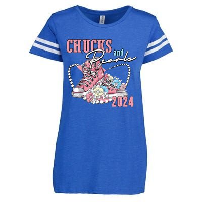 Chucks And Pearls 2024 Im With Her Kamala 2024 Enza Ladies Jersey Football T-Shirt