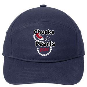 Chucks And Pearls Cute Women 2024 Gift 7-Panel Snapback Hat