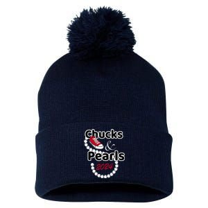 Chucks And Pearls Cute Women 2024 Gift Pom Pom 12in Knit Beanie