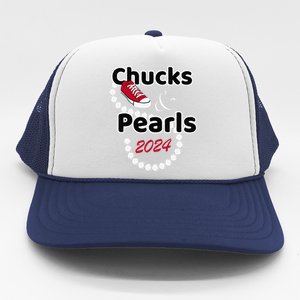 Chucks And Pearls Cute Women 2024 Gift Trucker Hat