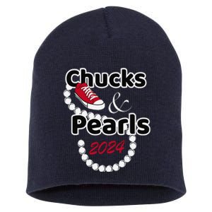 Chucks And Pearls Cute Women 2024 Gift Short Acrylic Beanie