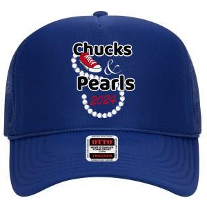 Chucks And Pearls Cute Women 2024 Gift High Crown Mesh Back Trucker Hat