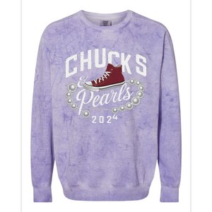 Chucks And Pearls 2024 Kamala For President Elections Merch Colorblast Crewneck Sweatshirt