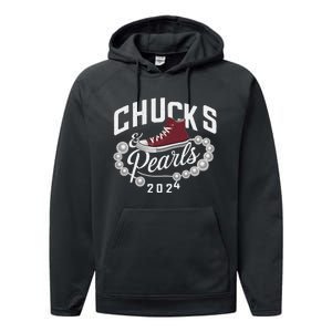 Chucks And Pearls 2024 Kamala For President Elections Merch Performance Fleece Hoodie