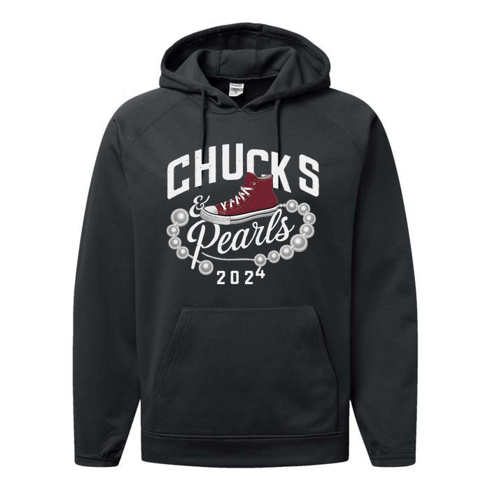 Chucks And Pearls 2024 Kamala For President Elections Merch Performance Fleece Hoodie