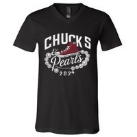 Chucks And Pearls 2024 Kamala For President Elections Merch V-Neck T-Shirt