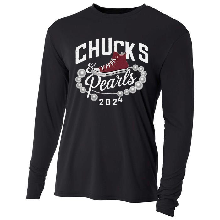 Chucks And Pearls 2024 Kamala For President Elections Merch Cooling Performance Long Sleeve Crew