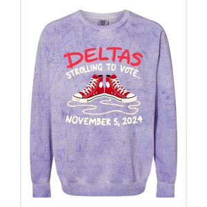 Chucks And Pearls Deltas Strolling To Vote November 5 2024 Colorblast Crewneck Sweatshirt