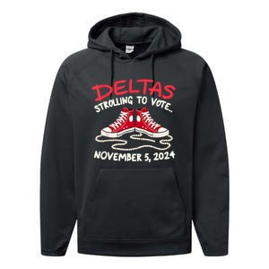 Chucks And Pearls Deltas Strolling To Vote November 5 2024 Performance Fleece Hoodie