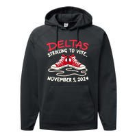 Chucks And Pearls Deltas Strolling To Vote November 5 2024 Performance Fleece Hoodie