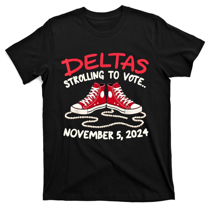 Chucks And Pearls Deltas Strolling To Vote November 5 2024 T-Shirt