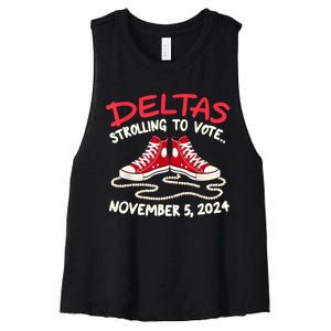 Chucks And Pearls Deltas Strolling To Vote November 5 2024 Women's Racerback Cropped Tank