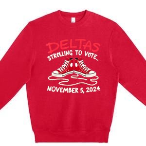 Chucks And Pearls Deltas Strolling To Vote November 5 2024 Premium Crewneck Sweatshirt