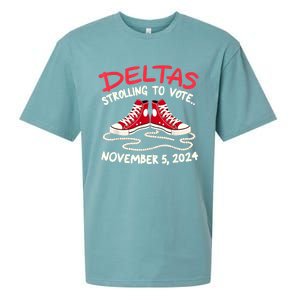 Chucks And Pearls Deltas Strolling To Vote November 5 2024 Sueded Cloud Jersey T-Shirt