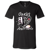 Chucks And Pearls V-Neck T-Shirt