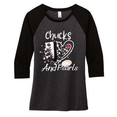 Chucks And Pearls Women's Tri-Blend 3/4-Sleeve Raglan Shirt