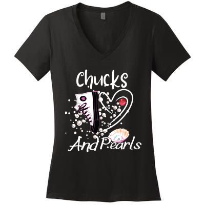 Chucks And Pearls Women's V-Neck T-Shirt