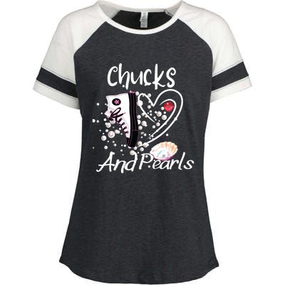 Chucks And Pearls Enza Ladies Jersey Colorblock Tee