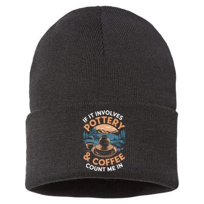 Coffee And Pottery Lover Ceramic Artist Sustainable Knit Beanie