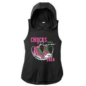 Chucks And Pearls Im With Her Kamala 2024 Ladies PosiCharge Tri-Blend Wicking Draft Hoodie Tank