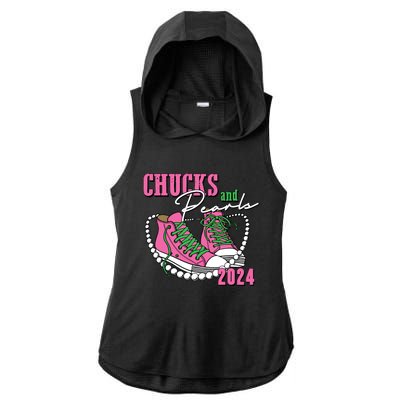 Chucks And Pearls Im With Her Kamala 2024 Ladies PosiCharge Tri-Blend Wicking Draft Hoodie Tank