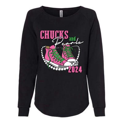 Chucks And Pearls Im With Her Kamala 2024 Womens California Wash Sweatshirt