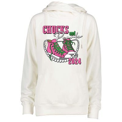 Chucks And Pearls Im With Her Kamala 2024 Womens Funnel Neck Pullover Hood