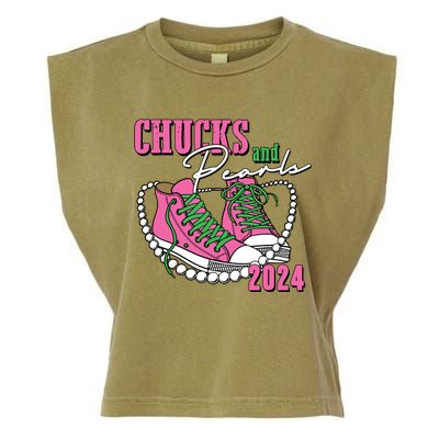 Chucks And Pearls Im With Her Kamala 2024 Garment-Dyed Women's Muscle Tee