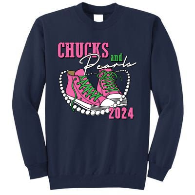 Chucks And Pearls Im With Her Kamala 2024 Tall Sweatshirt