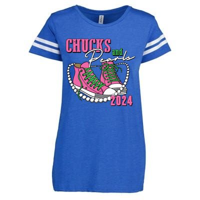 Chucks And Pearls Im With Her Kamala 2024 Enza Ladies Jersey Football T-Shirt