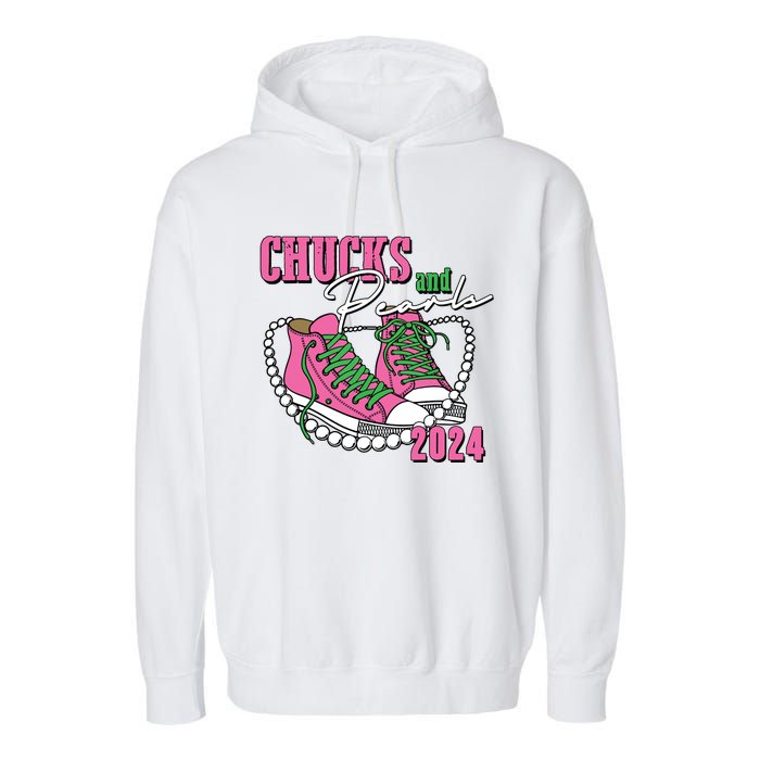 Chucks And Pearls Im With Her Kamala 2024 Garment-Dyed Fleece Hoodie