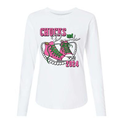 Chucks And Pearls Im With Her Kamala 2024 Womens Cotton Relaxed Long Sleeve T-Shirt