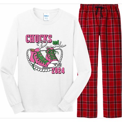 Chucks And Pearls Im With Her Kamala 2024 Long Sleeve Pajama Set