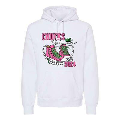 Chucks And Pearls Im With Her Kamala 2024 Premium Hoodie